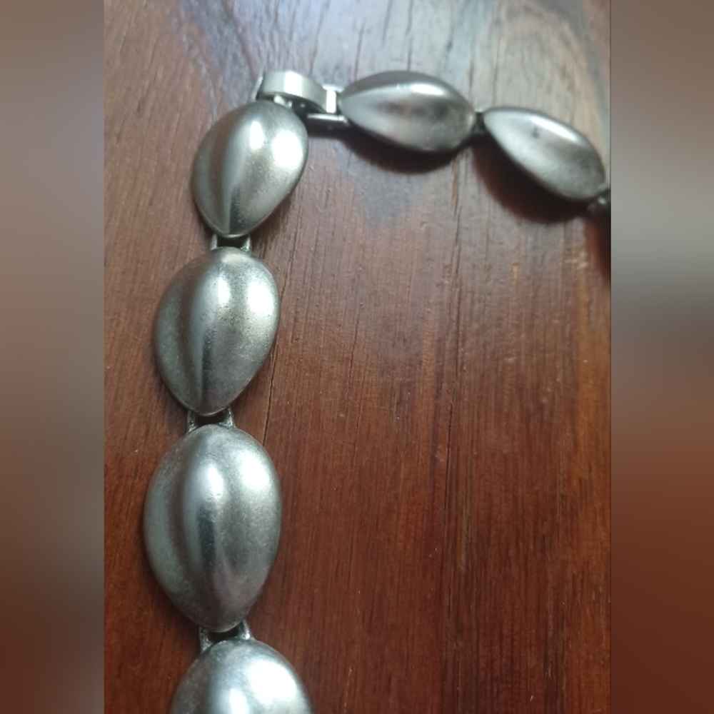 Silvertone Shell Statement Necklace - Picture 3 of 9